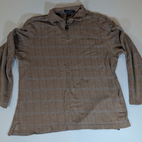 Daniel Cremieux Brown Houndstooth 1/4 Zip Shirt ***Blemish*** - Picture 1 of 8